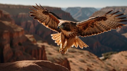 Majestic Redtailed Hawk Flight Over