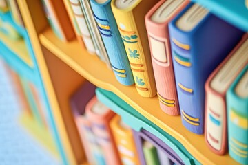 A bookshelf filled with many colorful books