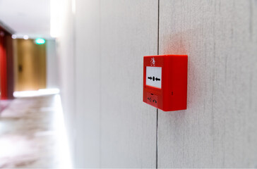 Fire alarm system on the wall