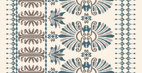 Motifs African boho Ikat floral paisley embroidery background.geometric ethnic oriental pattern traditional.Aztec-style abstract vector illustration. Design for texture, fabric, clothing, decoration