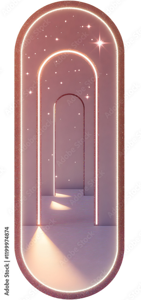 Poster aesthetic frame with stars. minimal y2k outline graphic design with sparkles. abstract arches border