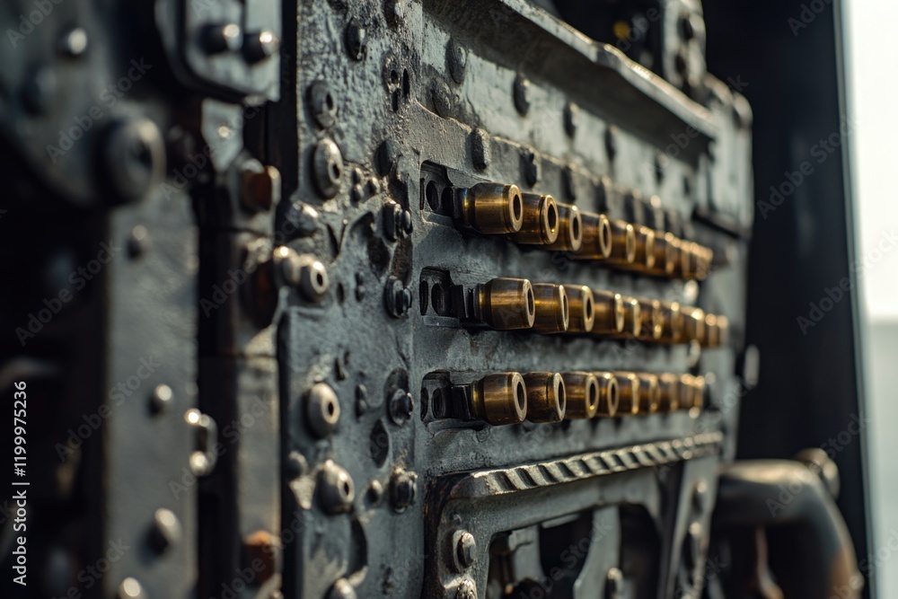 Aufkleber a close-up shot of a metal door with multiple buttons and a handle
