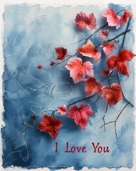 Greeting card I Love You on a white background. Te_001