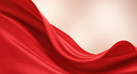 Vibrant red Silky Fabric Flowing Elegantly on a Soft Background