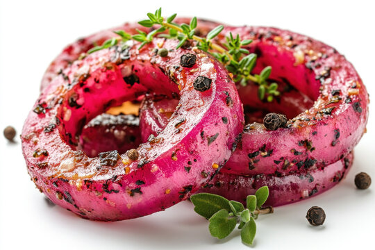 Roasted beets with thyme and honey drizzle on a rustic wooden serving platter, showcasing vibrant colors and enticing textures.