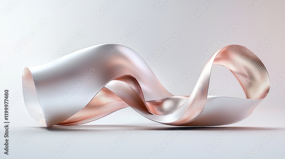 Poster abstract ribbon-like shape in soft colors and smooth texture