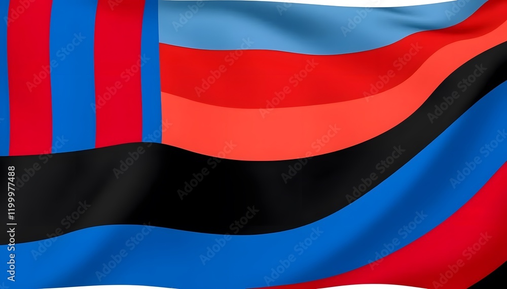 Poster Abstract Colorful Flag Design: A Vibrant Display of Geometric Patterns and Bold Hues