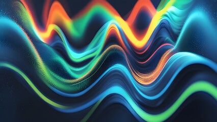 Colourful abstract grainy divided blurry glowing wave pattern fluorescent colours background


