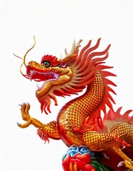 lunar new year, the symbol of happiness is dragon fighting on a white background