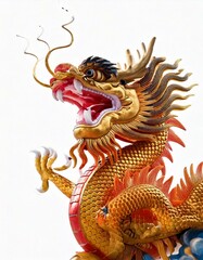 Fototapeta premium lunar new year, the symbol of happiness is dragon fighting on a white background