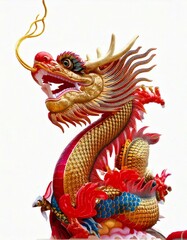 Fototapeta premium lunar new year, the symbol of happiness is dragon fighting on a white background