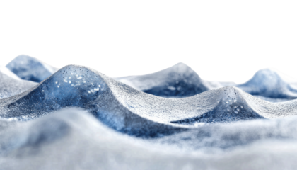 An abstract image depicting a range of icy blue mountains against a black background, suggesting a cold and wintery landscape.