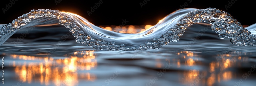 Poster water flows gracefully through a transparent infinity shape creating mesmerizing patterns