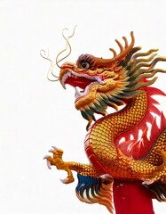 Obraz premium lunar new year, the symbol of happiness is dragon fighting on a white background