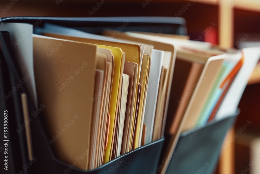 Poster a collection of files and folders stored in a black briefcase