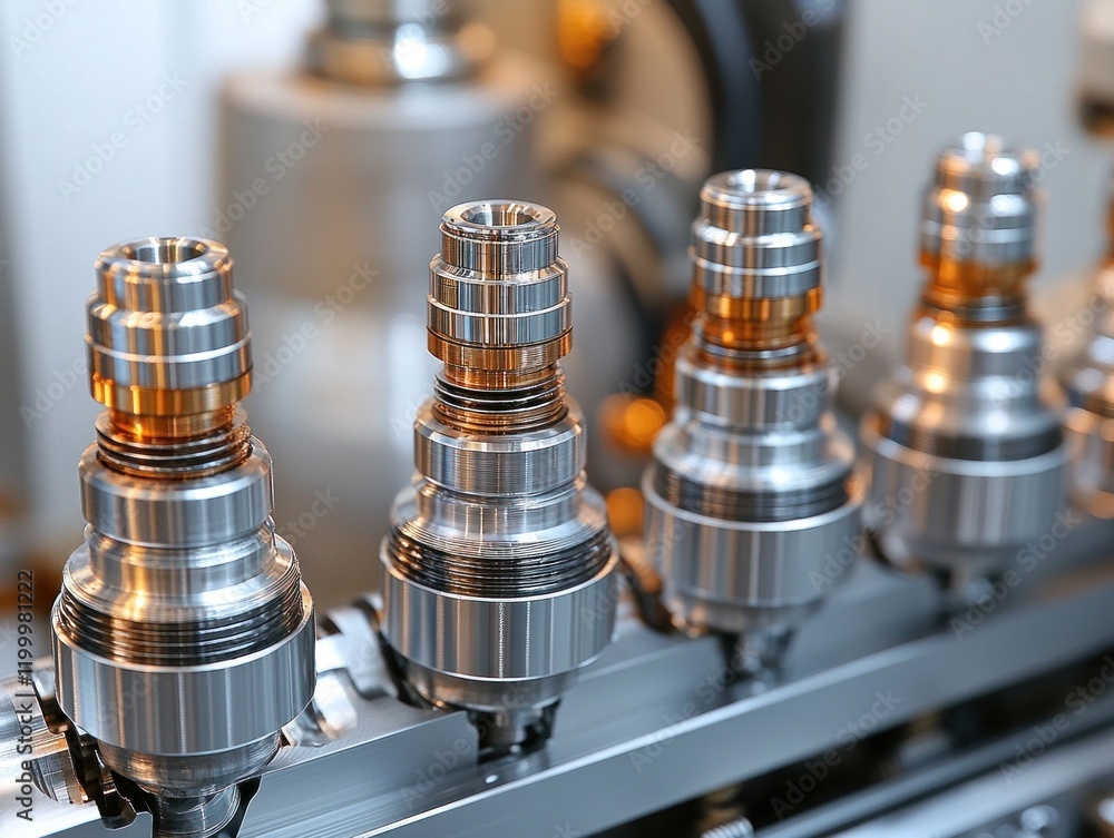 Poster metal cutting tools rotate while cooling systems maintain optimal temperatures during operations