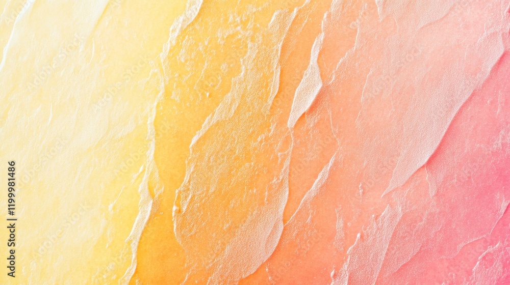 Poster a soft gradient of yellow to pink hues with textured layers, creating a warm and inviting abstract b