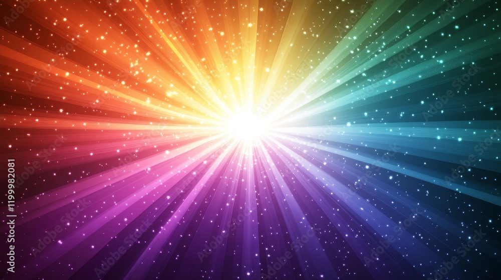 Aufkleber a vibrant burst of color radiates from a central point, creating a dazzling display of light and tex