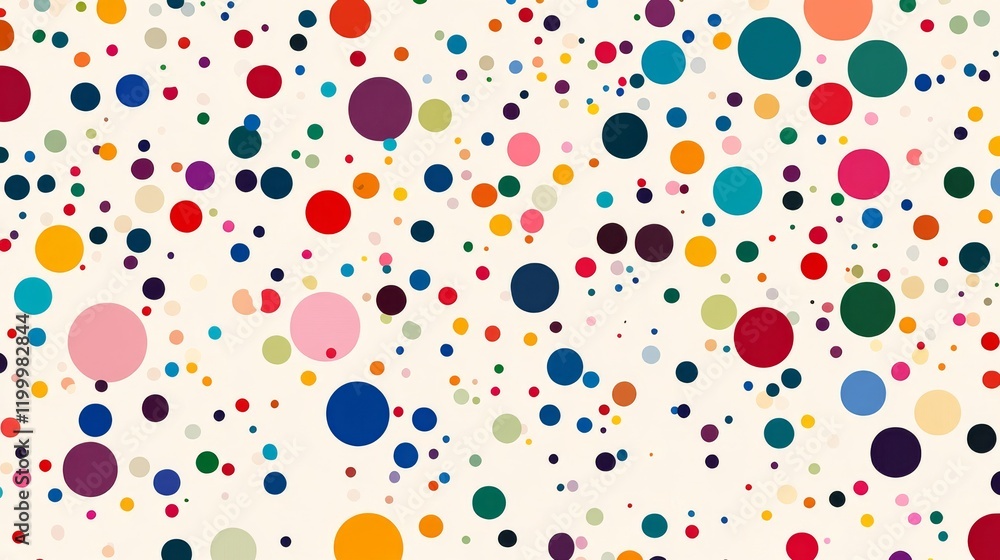 Poster a vibrant pattern featuring an array of colorful dots on a light background, creating a lively and a