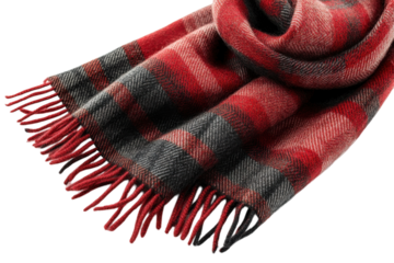 Cozy red and black plaid scarf perfect for chilly weather or outdoor activities during fall and winter seasons
