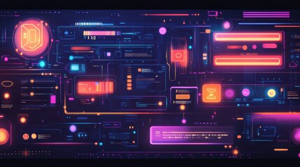 Obraz premium Cyberpunk ai chatbot interface with neon lighting and circuitry designs