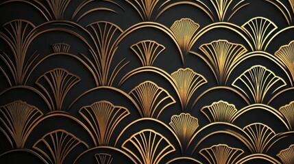 Elegant Gold Art Deco Fan Pattern Design