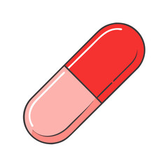 red medical pill icon, red medical pill vector illustration-simple illustration of red medical pill, perfect for red medical pill logos and themed design 