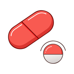 red medical pill icon, red medical pill vector illustration-simple illustration of red medical pill, perfect for red medical pill logos and themed design 