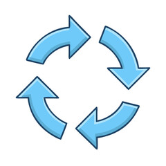 repeating rotation four arrows icon, repeating rotation four arrows vector