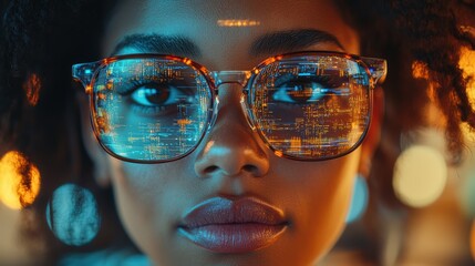 Focused vision eyes and data in a techinspired setting