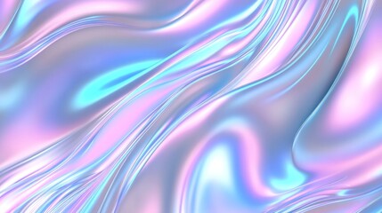 Obraz premium Colorful iridescent, holographic rainbow foil texture background. Iridescent fabric trendy cloth holographic texture purple pink blue metal