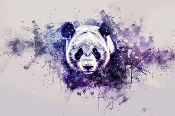 Watercolor panda art with splashes