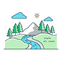 river landscapes icon, river landscapes vector illustration-simple illustration of river landscapes, perfect for river landscapes logos and themed design 