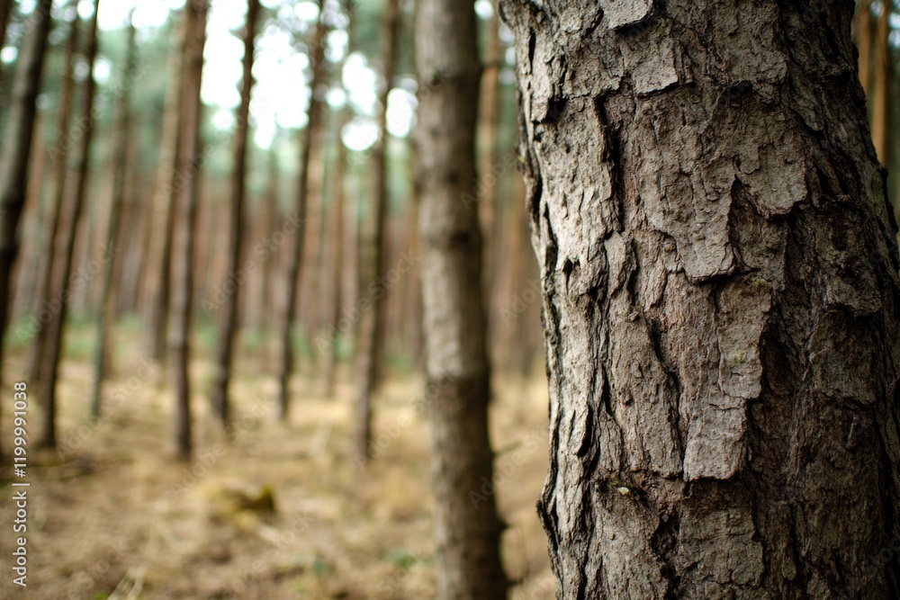 Aufkleber a close-up view of a tree trunk in a forest environment