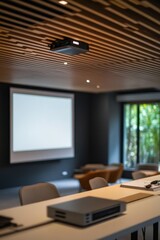 Fototapeta premium Projector and screen setup for presentations
