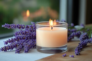 candle and lavender