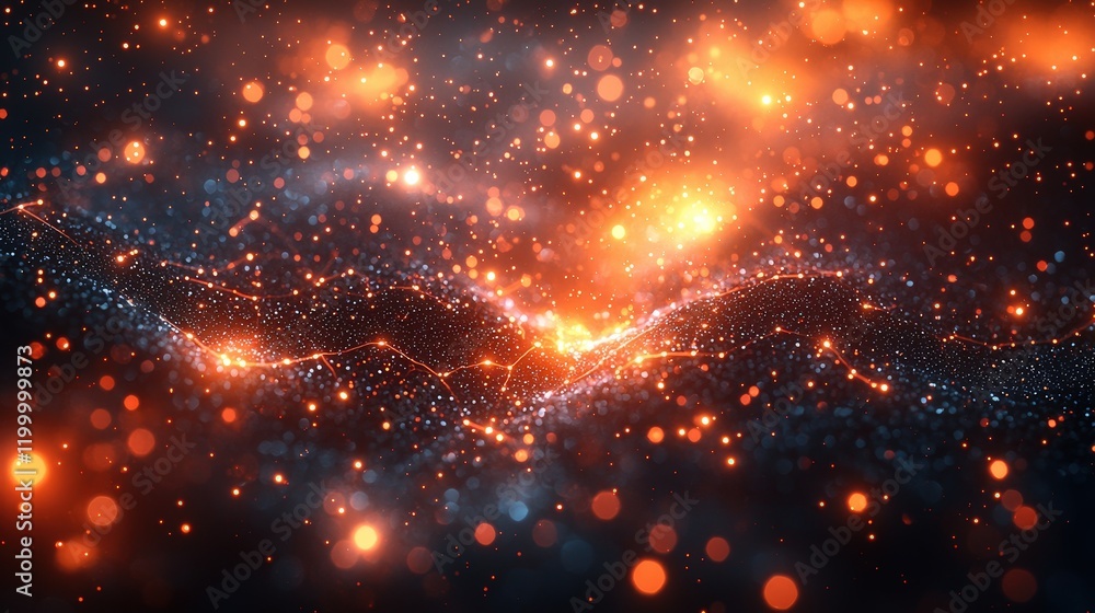 Poster abstract background of glowing particles and bokeh. ideal for websites, presentations, and digital a