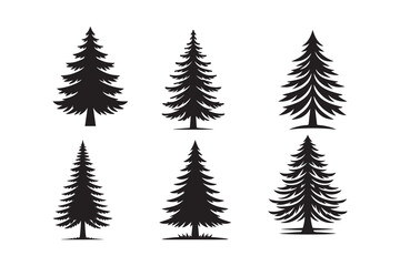 Obraz premium spruce Tree Silhouette vector islated on white backgroun