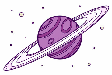 purple ring planet isolated on white background. Purple Ringed Planet Illustration – Perfect for Space and Cosmic Design Projects.