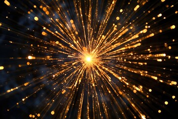 Fototapeta premium Close-up view of a bright starburst in a dark environment, ideal for use as a background or accent piece