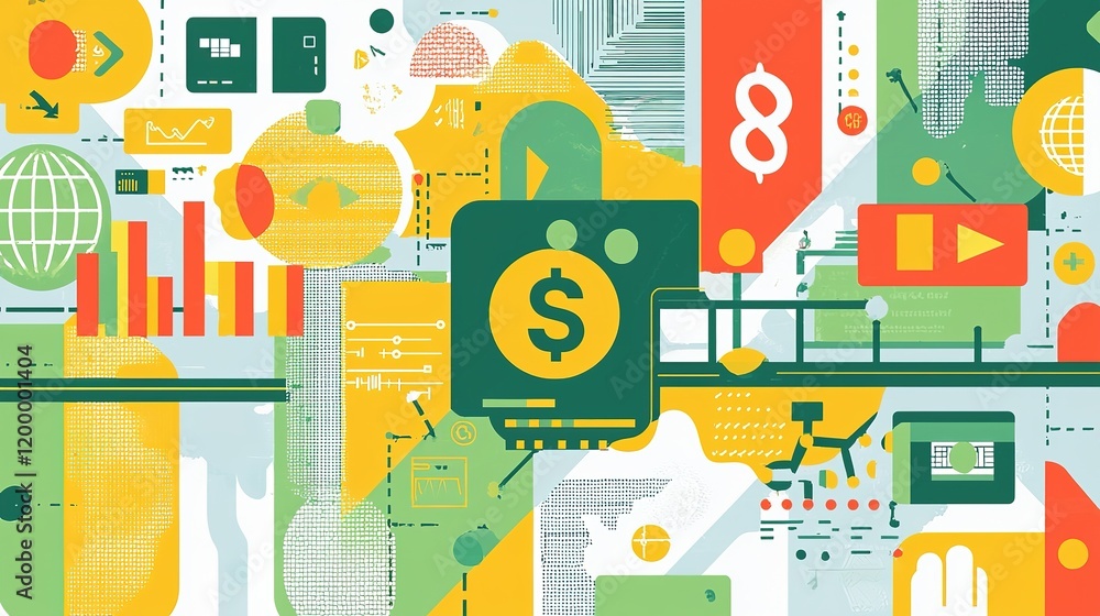 Poster visualizing exponential growth financial data insights digital space graphic design abstract environ