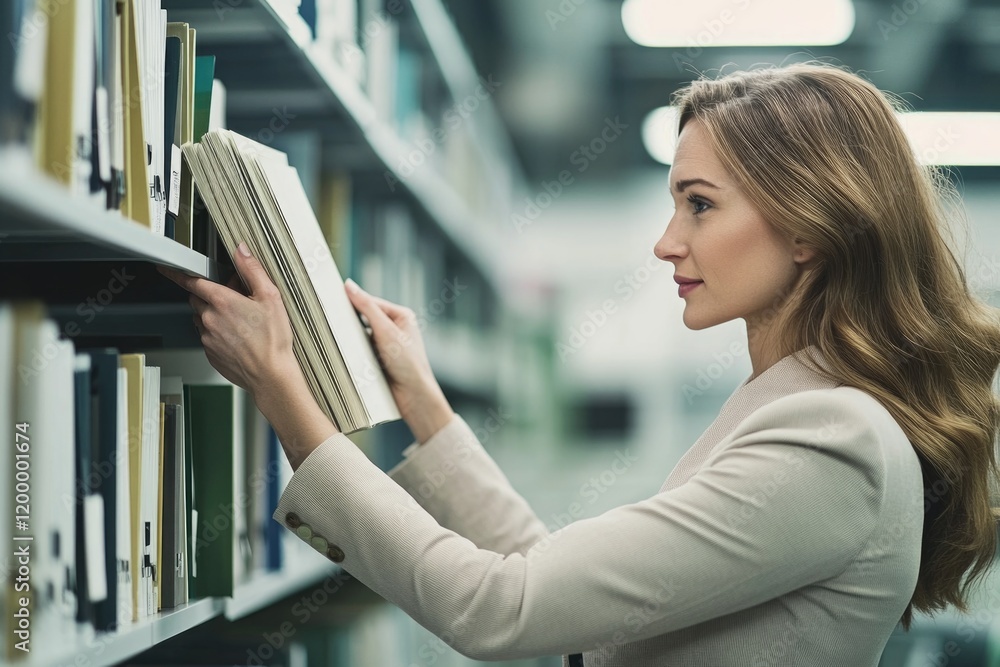 Poster a person selecting a book from a crowded bookshelf