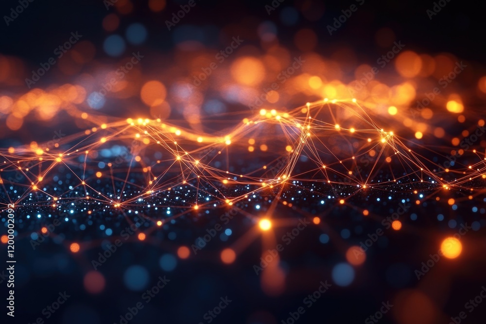 Poster close-up of a blurred background with glowing lights, ideal for use in designs and compositions wher