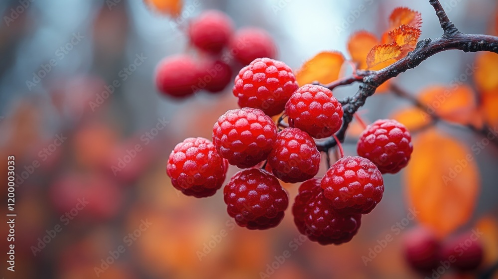 Poster close-up of a cluster of berries on a tree branch