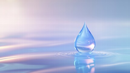 Fototapeta premium Symbolic blue droplet icon on soft gradient background