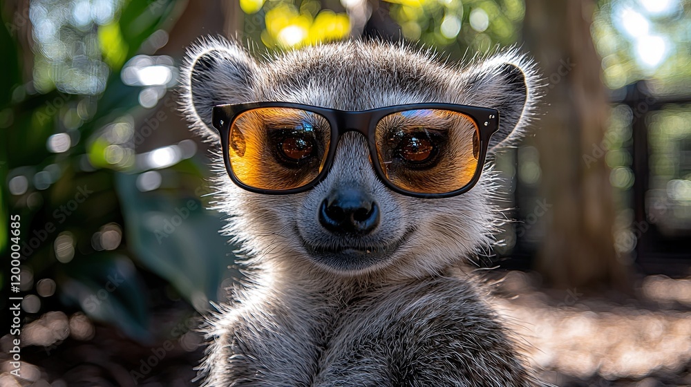 Poster Fun-loving meerkat wears stylish sunglasses while posing in a vibrant outdoor setting