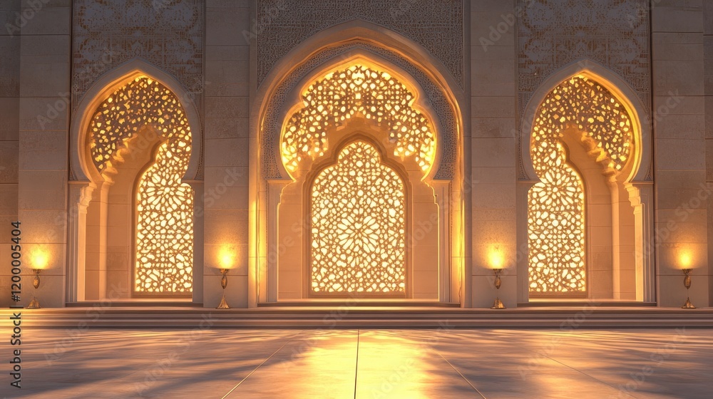 Poster Illuminated Islamic Architecture With Intricate Detailing