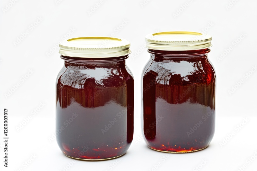 Poster a simple scene with two jars of jam placed side by side