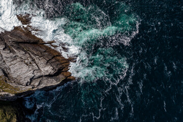 Aerial view of the cliffs of Horn Head at the wild atlantic way in Donegal - Ireland.
