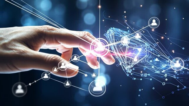 businessman hand finger tech touch future ai generated video concept